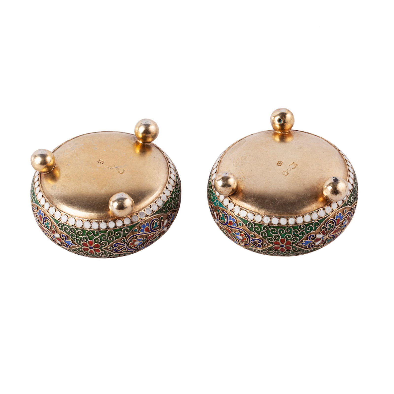 A pair of massive silver and enamel salt cellars — image 4