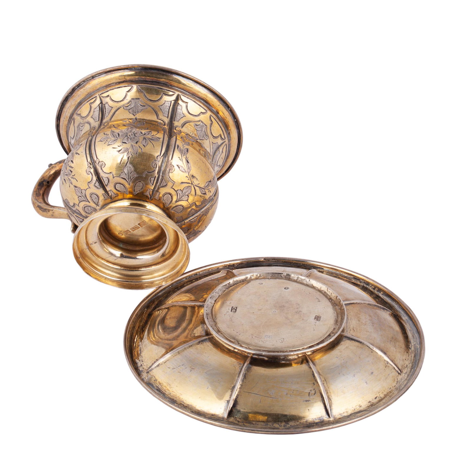 A Russian silver-gilt tea cup and saucer — image 3