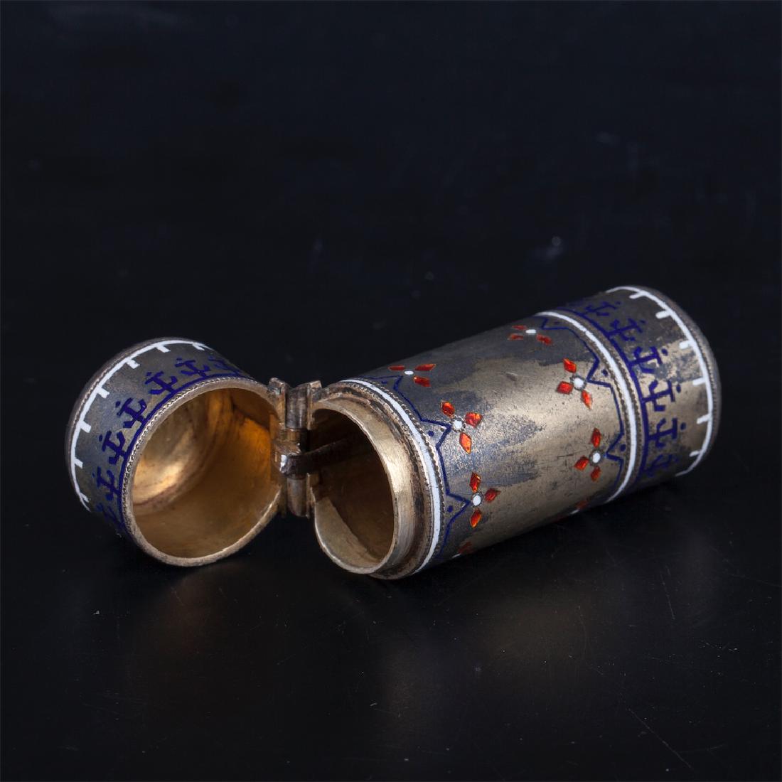 Russian silver and champleve enamel rounded box — image 3