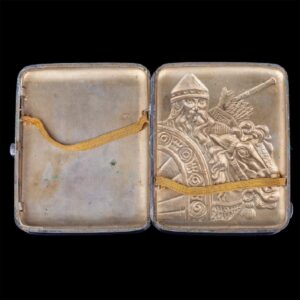 Russian silver cigarette case with lya Muromets — image 3