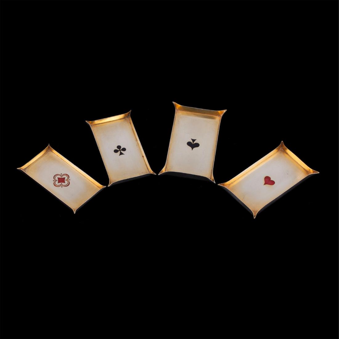 Russian silver and enamel poker card trays — image 1