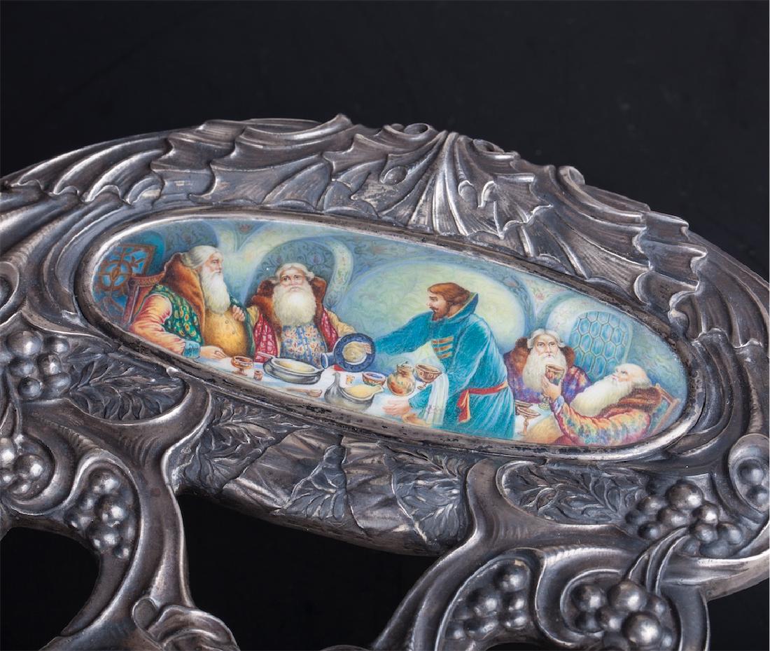 Exceptional Khlebnikov silver-gilt enamel kovsh — image 2