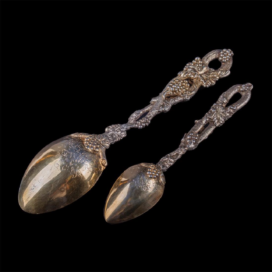 Russian cast silver-gilt spoon set of 2 pieces — image 2