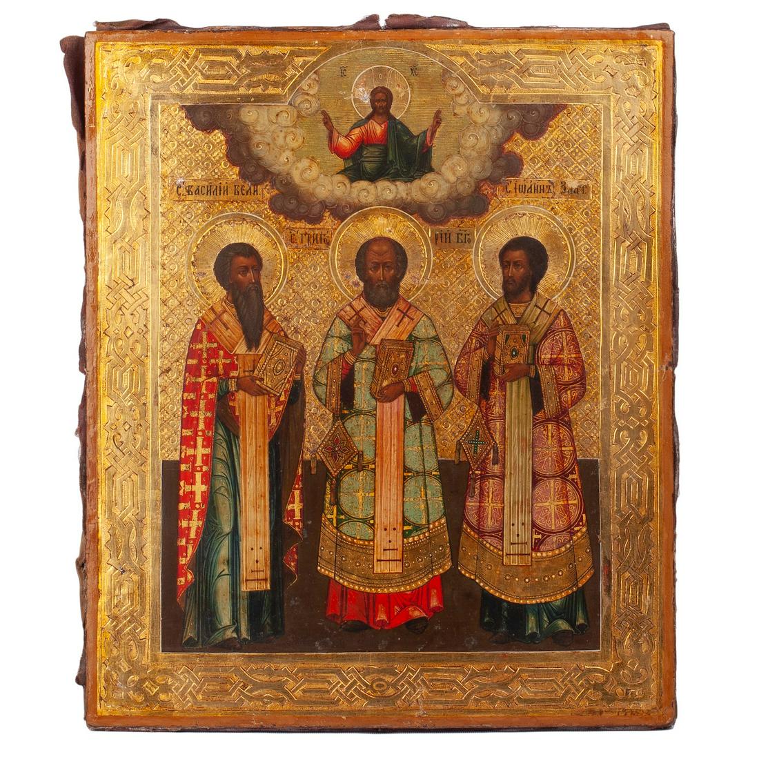 Russian icon Three Holy Hierarchs — image 3
