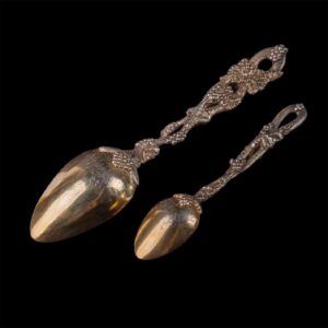 Russian cast silver-gilt spoon set of 2 pieces — image 2