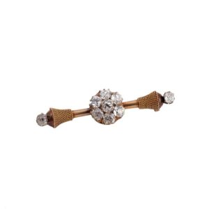 Russian gold 14K brooch with old cut diamonds — image 1