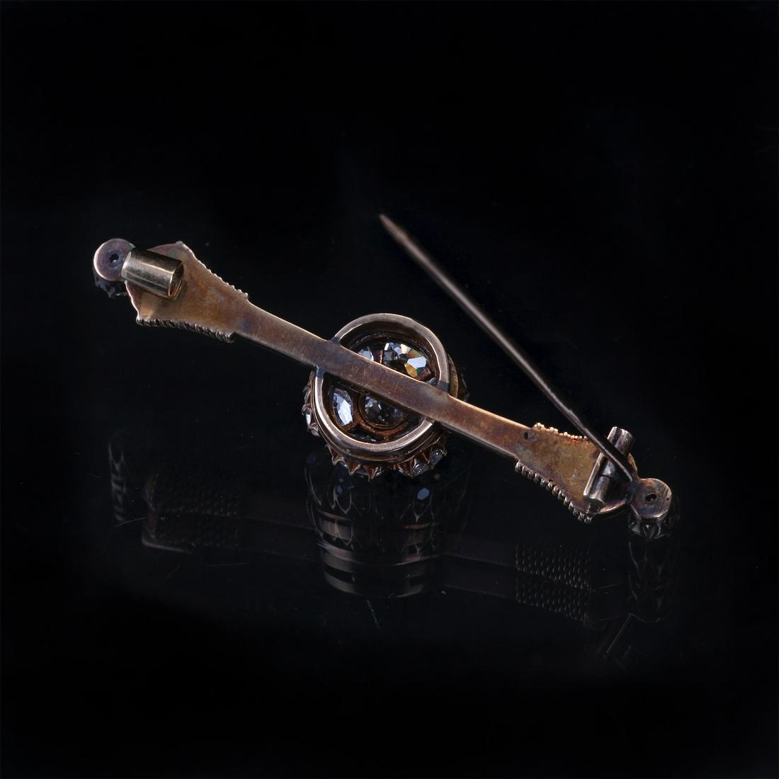 Russian gold 14K brooch with old cut diamonds — image 5