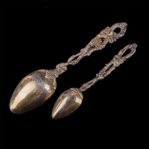 Russian cast silver-gilt spoon set of 2 pieces — image 2