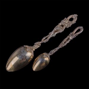 Russian cast silver-gilt spoon set of 2 pieces — image 2