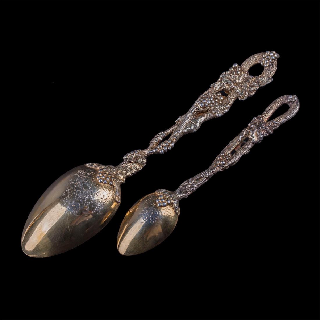 Russian cast silver-gilt spoon set of 2 pieces — image 2