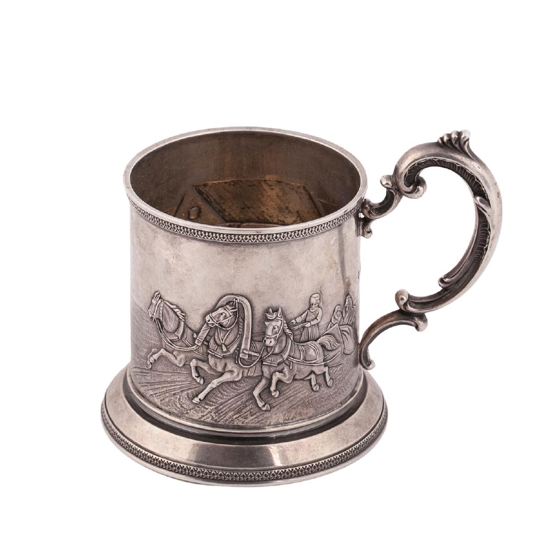 Russian cast silver glass holder "Troyka" — image 1