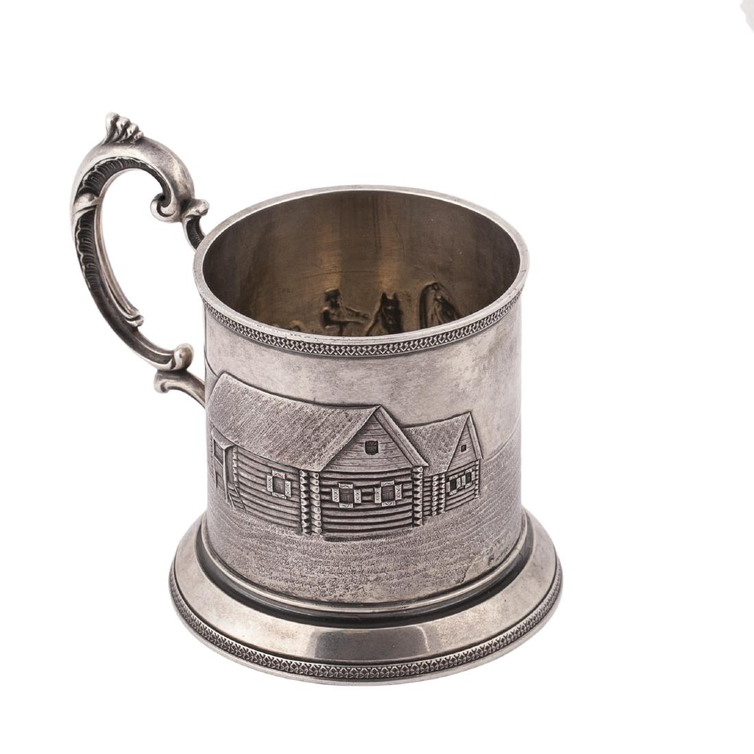 Russian cast silver glass holder "Troyka" — image 2