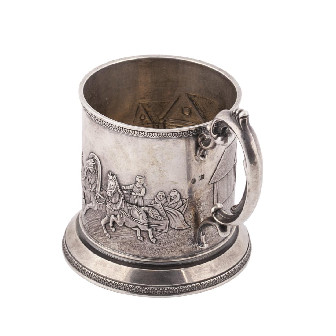 Russian cast silver glass holder "Troyka" — image 3
