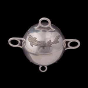 Faberge silver-gilt caviar bowl with sturgeons — image 1