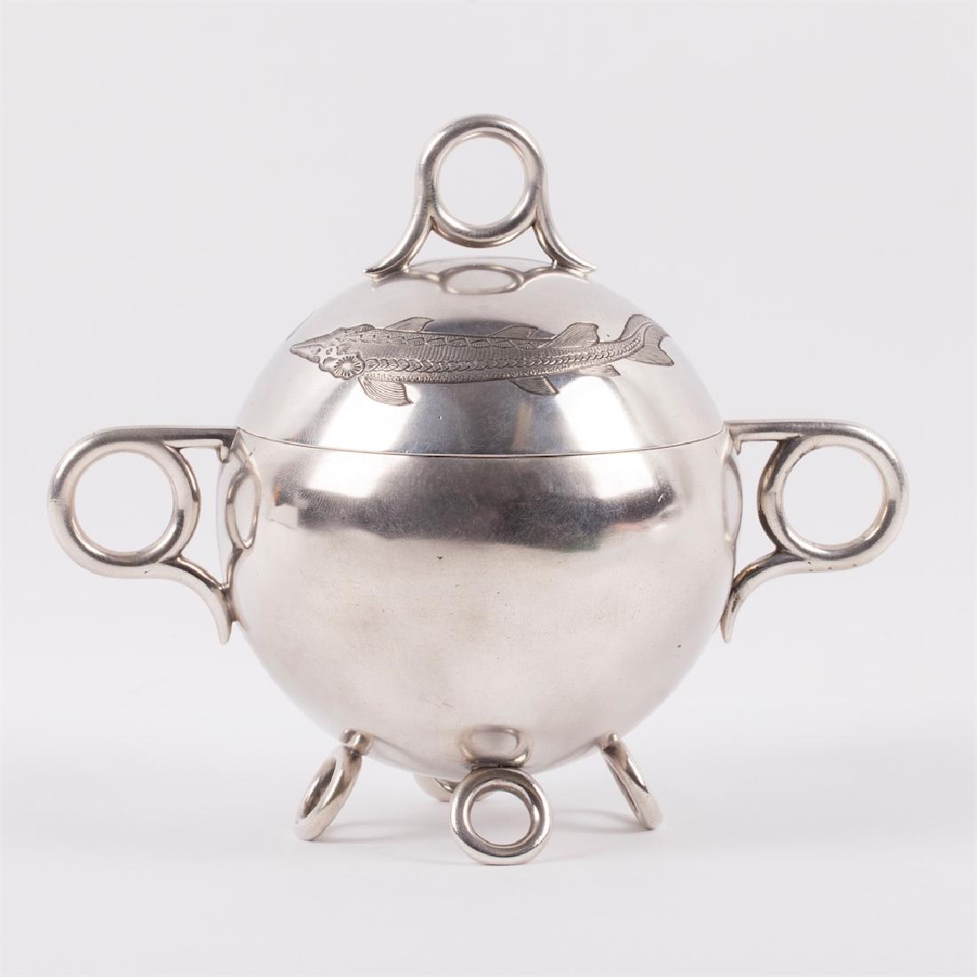 Faberge silver-gilt caviar bowl with sturgeons — image 2