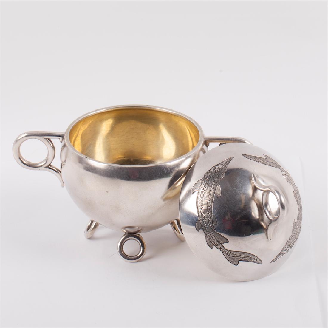 Faberge silver-gilt caviar bowl with sturgeons — image 3