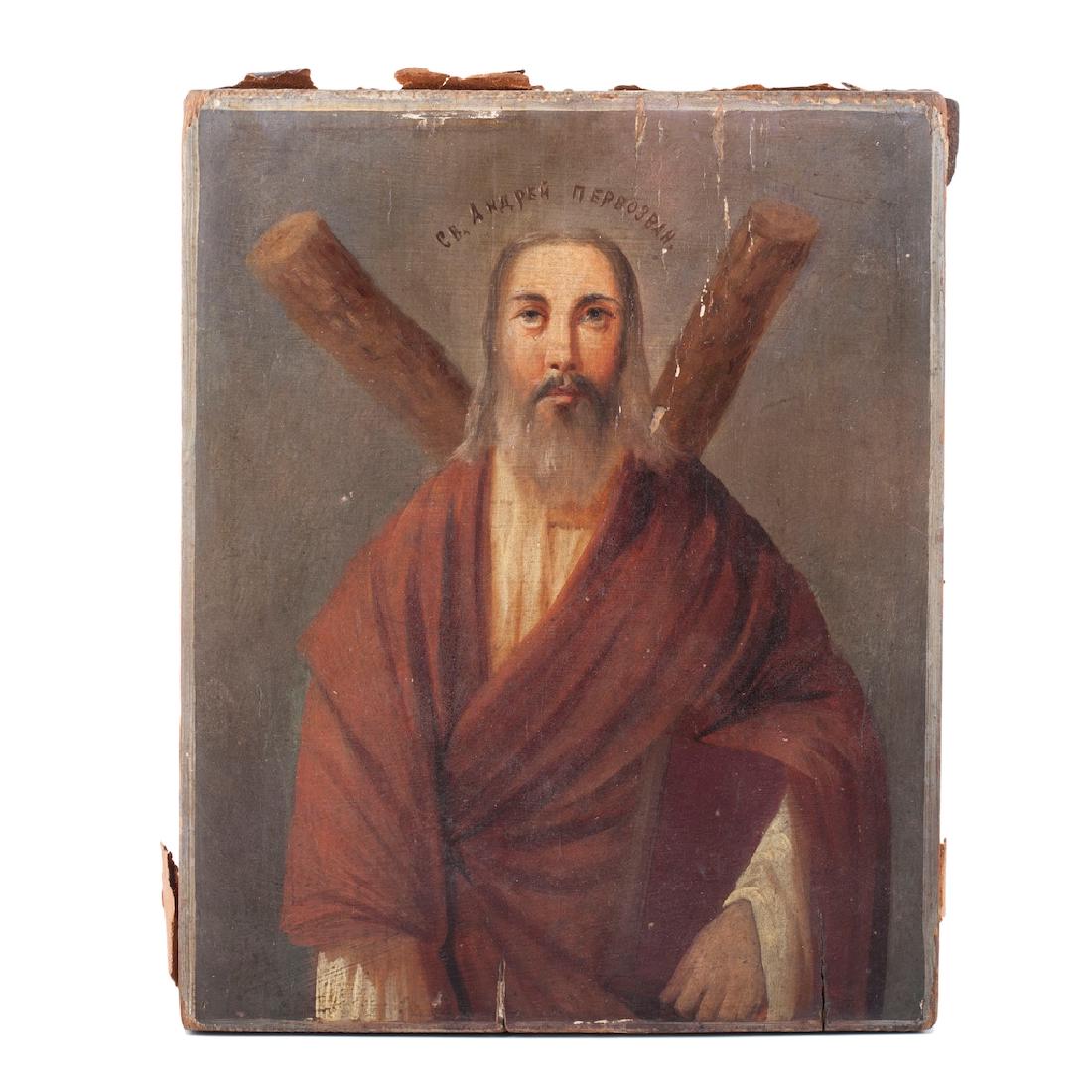 Russian oil painted on wood icon of St. Andrew — image 1