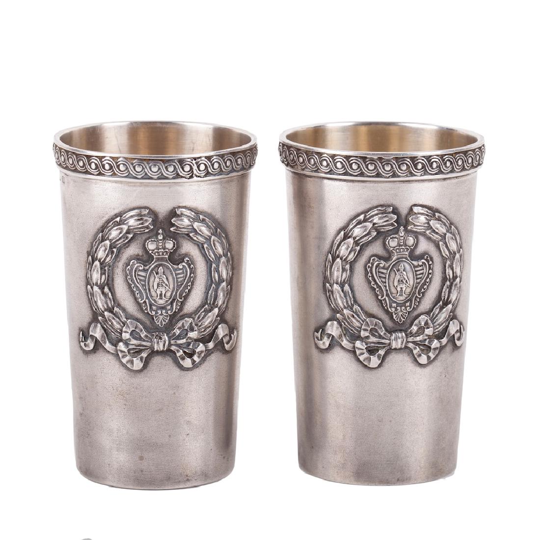 A pair of Russian silver-gilt beakers — image 1