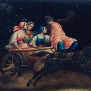 Russian tea caddy with a painted troyka scene — image 2