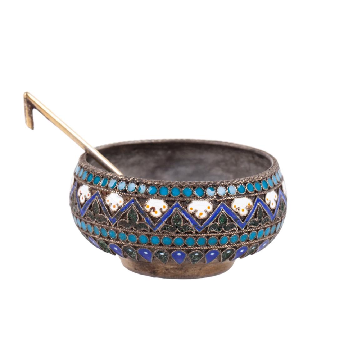 Russian Ovchinnikov silver-gilt salt cellar — image 2