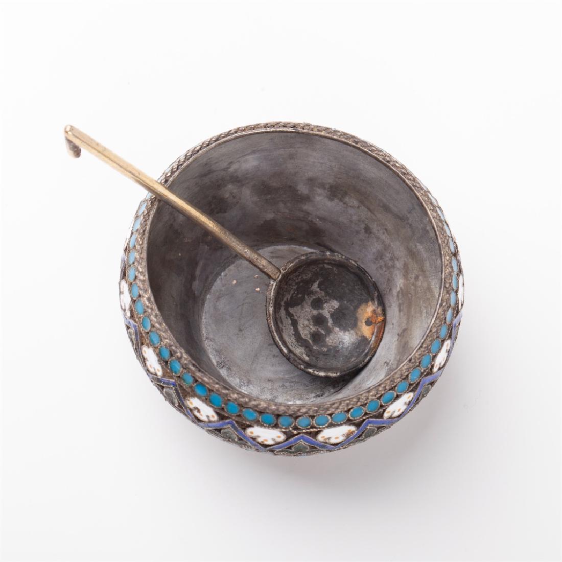 Russian Ovchinnikov silver-gilt salt cellar — image 3