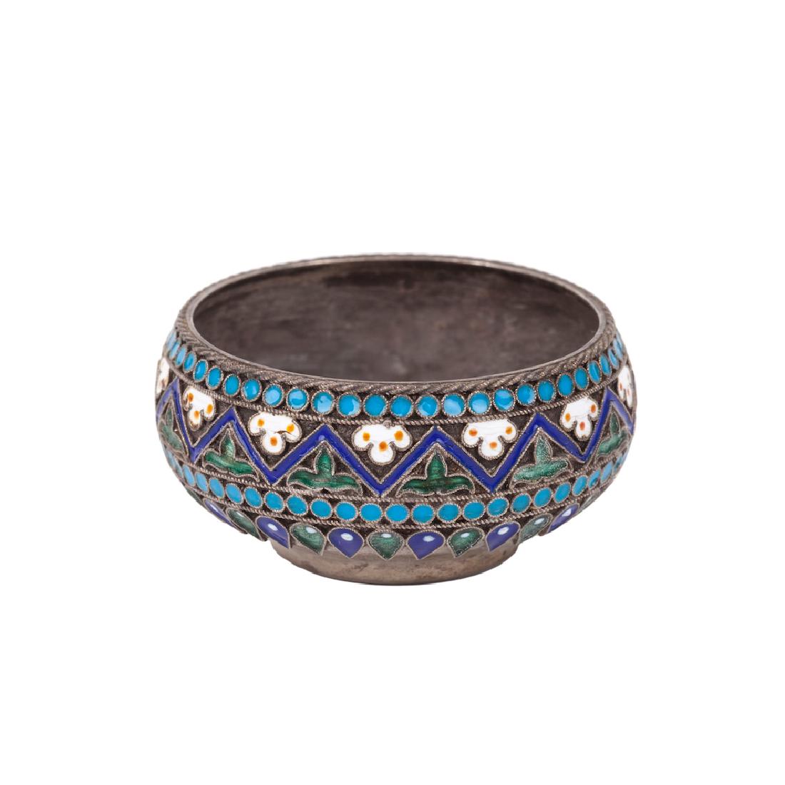 Russian Ovchinnikov silver-gilt salt cellar — image 1