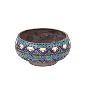 Russian Ovchinnikov silver-gilt salt cellar — image 2