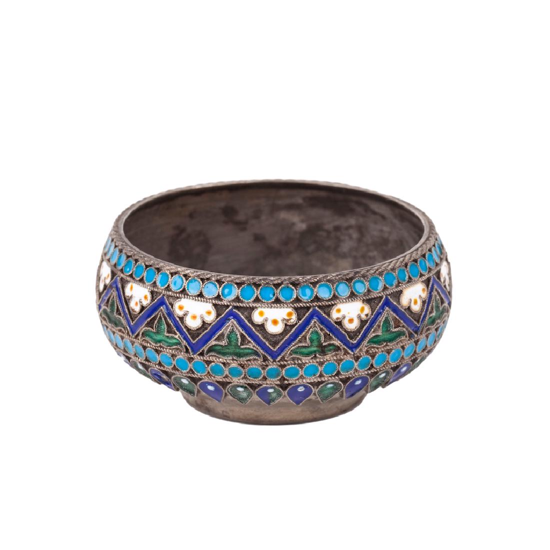 Russian Ovchinnikov silver-gilt salt cellar — image 2