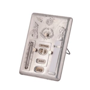 Russian white metal desk calendar — image 1