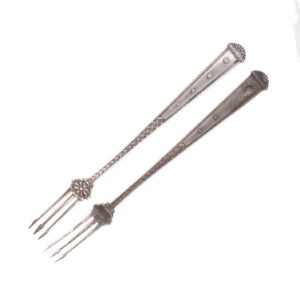 Russian cast silver forks set for fish — image 1