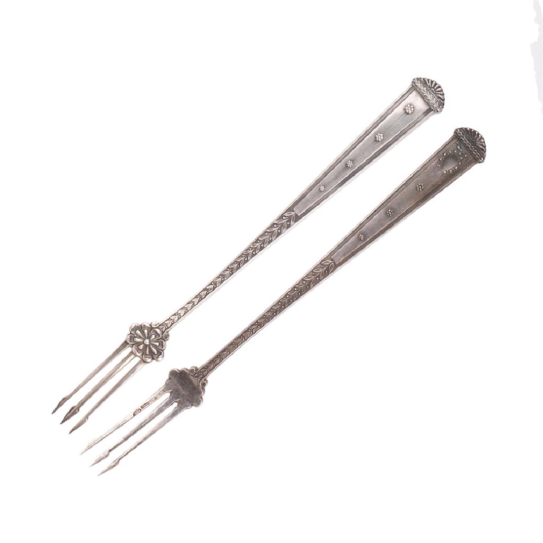 Russian cast silver forks set for fish — image 1