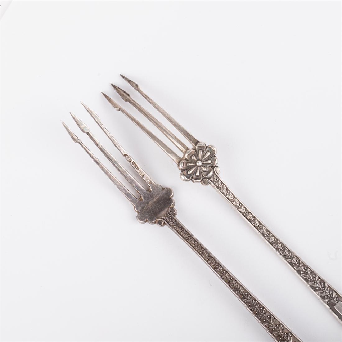 Russian cast silver forks set for fish — image 2