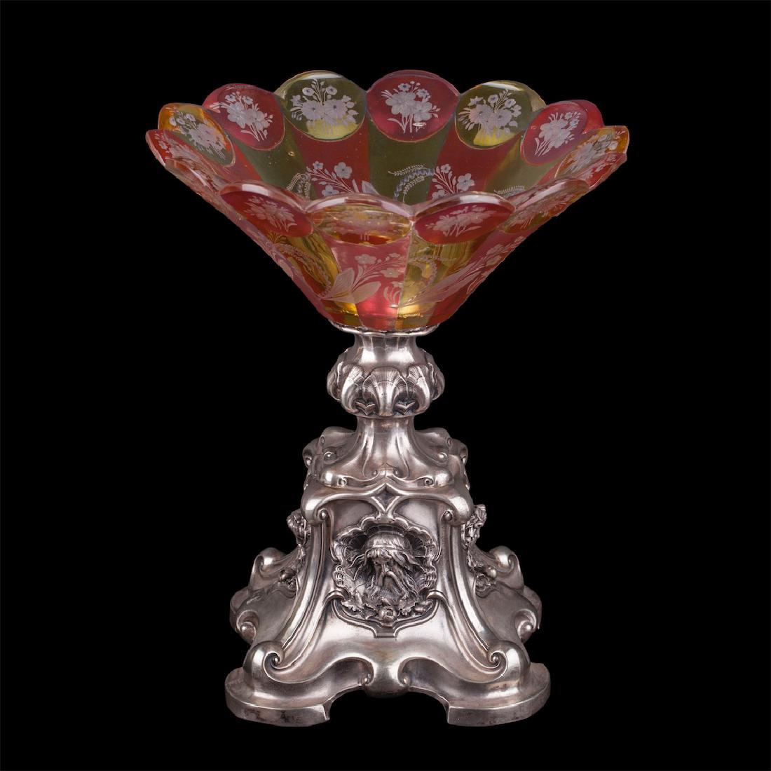 Silver and engraved glass vase — image 1