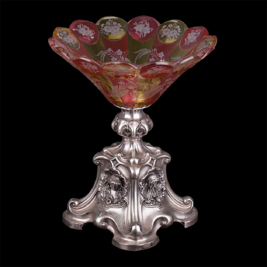 Silver and engraved glass vase — image 2