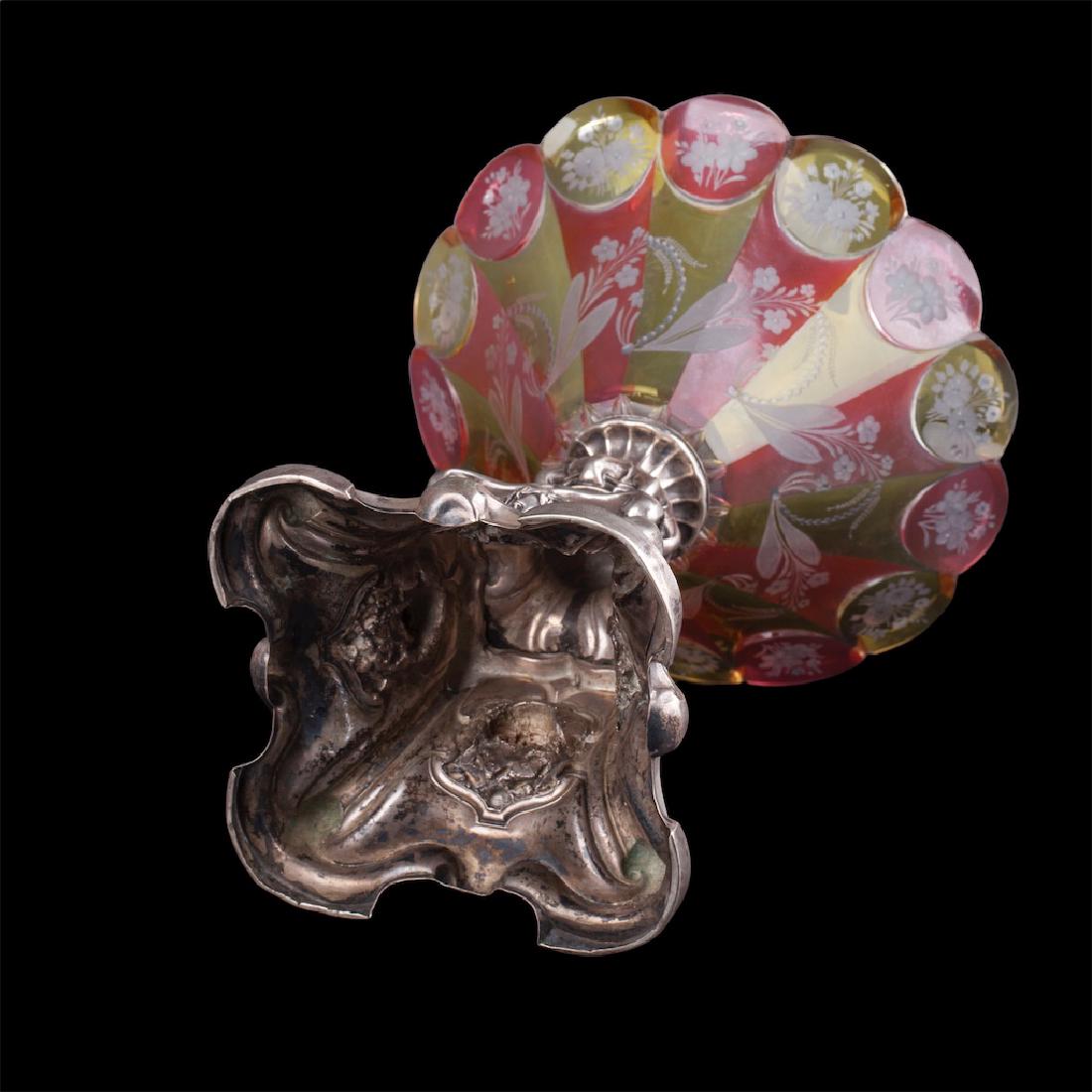 Silver and engraved glass vase — image 4