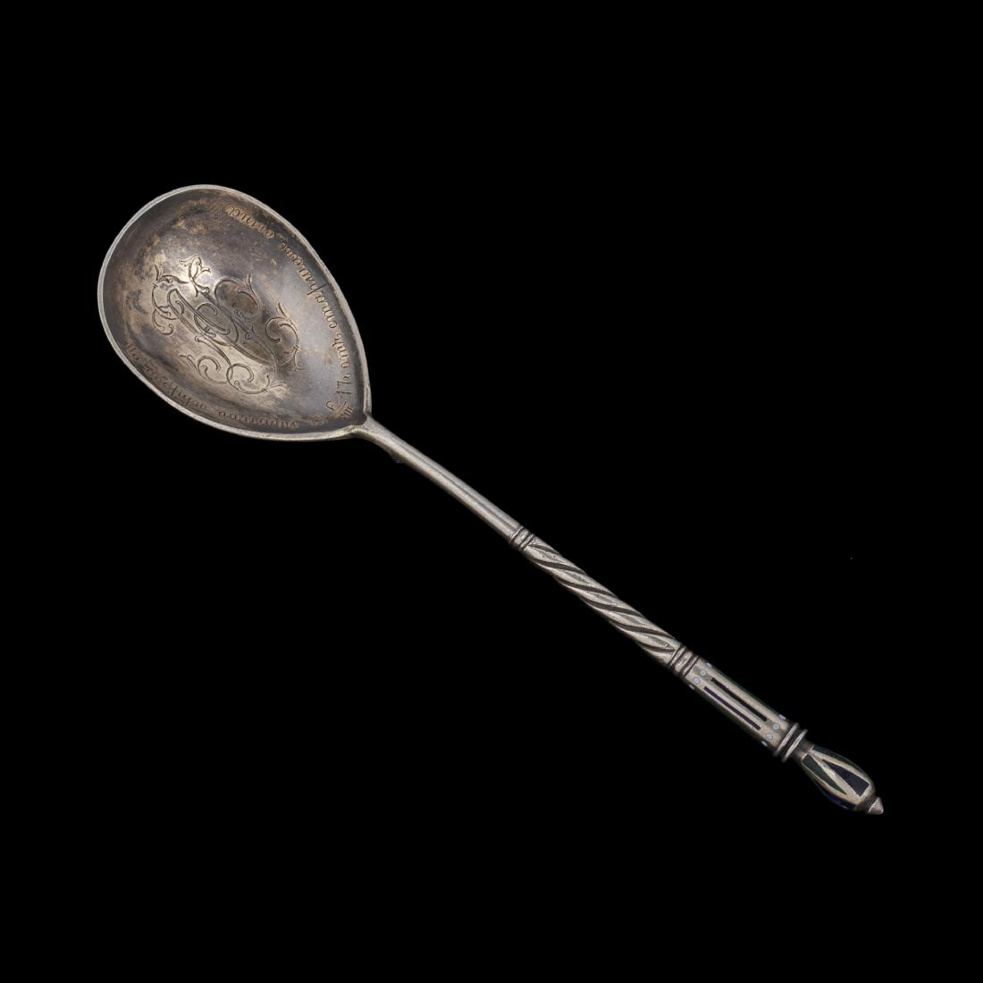 Unusual Russian decorative silver-gilt spoon — image 3