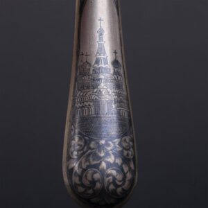 Russian silver and niello spoon with the Kremlin — image 3
