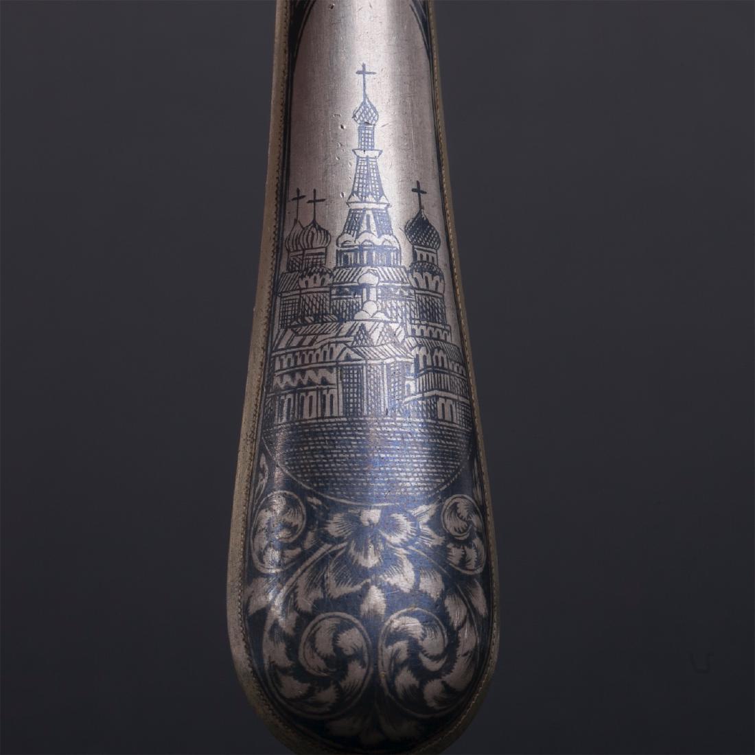 Russian silver and niello spoon with the Kremlin — image 3