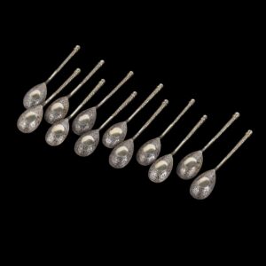 Russian silver-gilt and niello tea spoons set — image 2