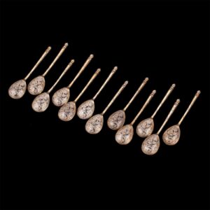Russian silver-gilt and niello tea spoons set — image 2