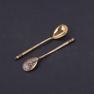 Russian silver-gilt and niello tea spoons set — image 3