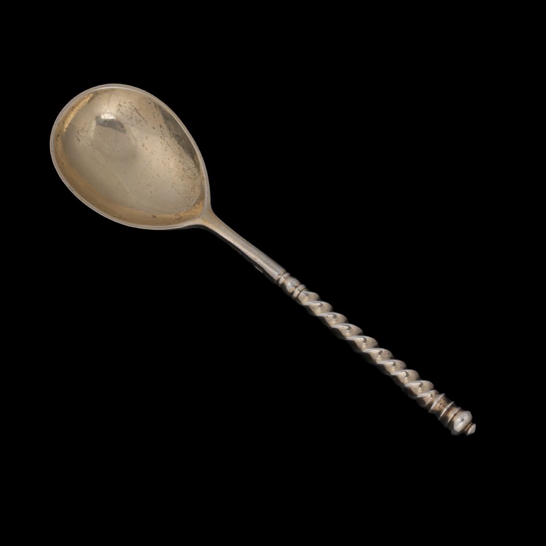Russian silver and niello jam spoon — image 2