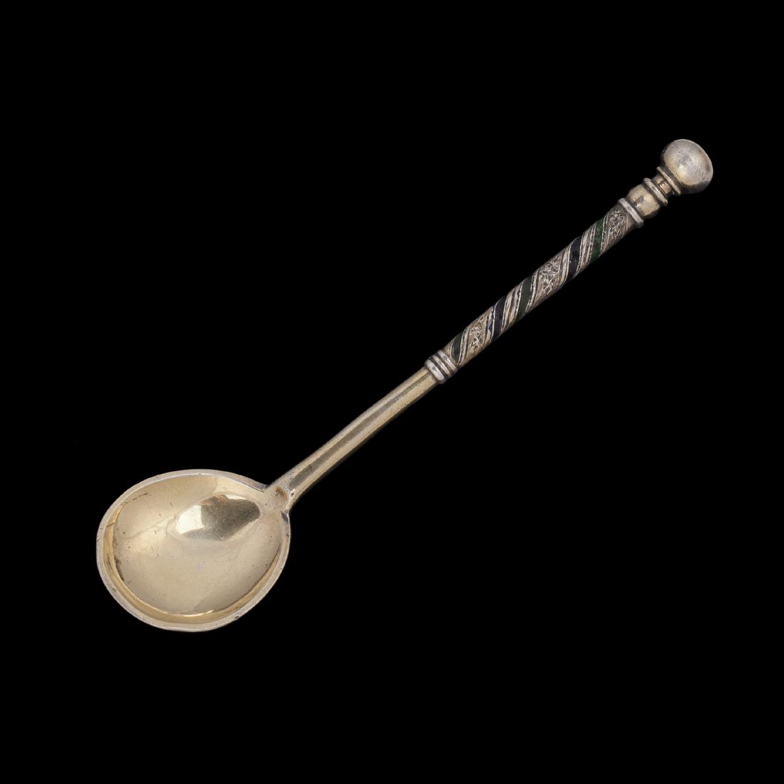 Russian silver and cloisonne enamel spoon — image 2