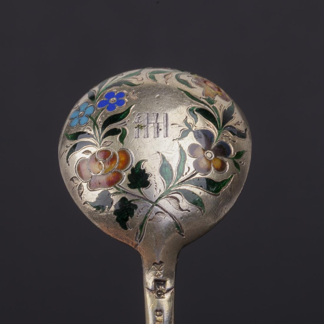 Russian silver and cloisonne enamel spoon — image 3