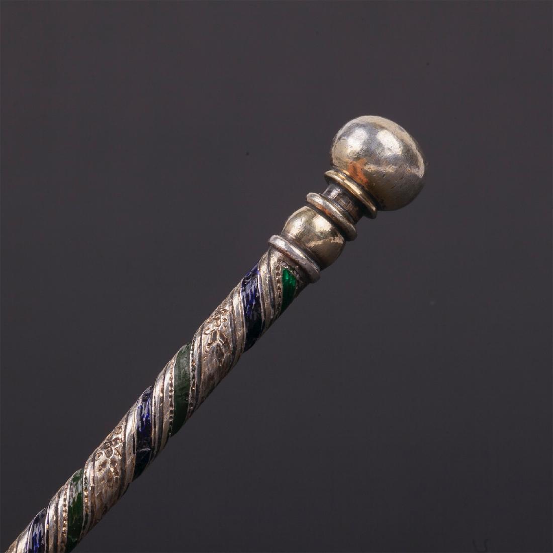 Russian silver and cloisonne enamel spoon — image 4