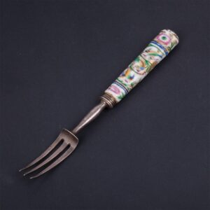 Russian Silver & porcelain serving fork — image 2