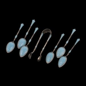 Silver-gilt and cloisonne enamel tea spoons set — image 2