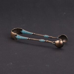 Silver-gilt and cloisonne enamel tea spoons set — image 3