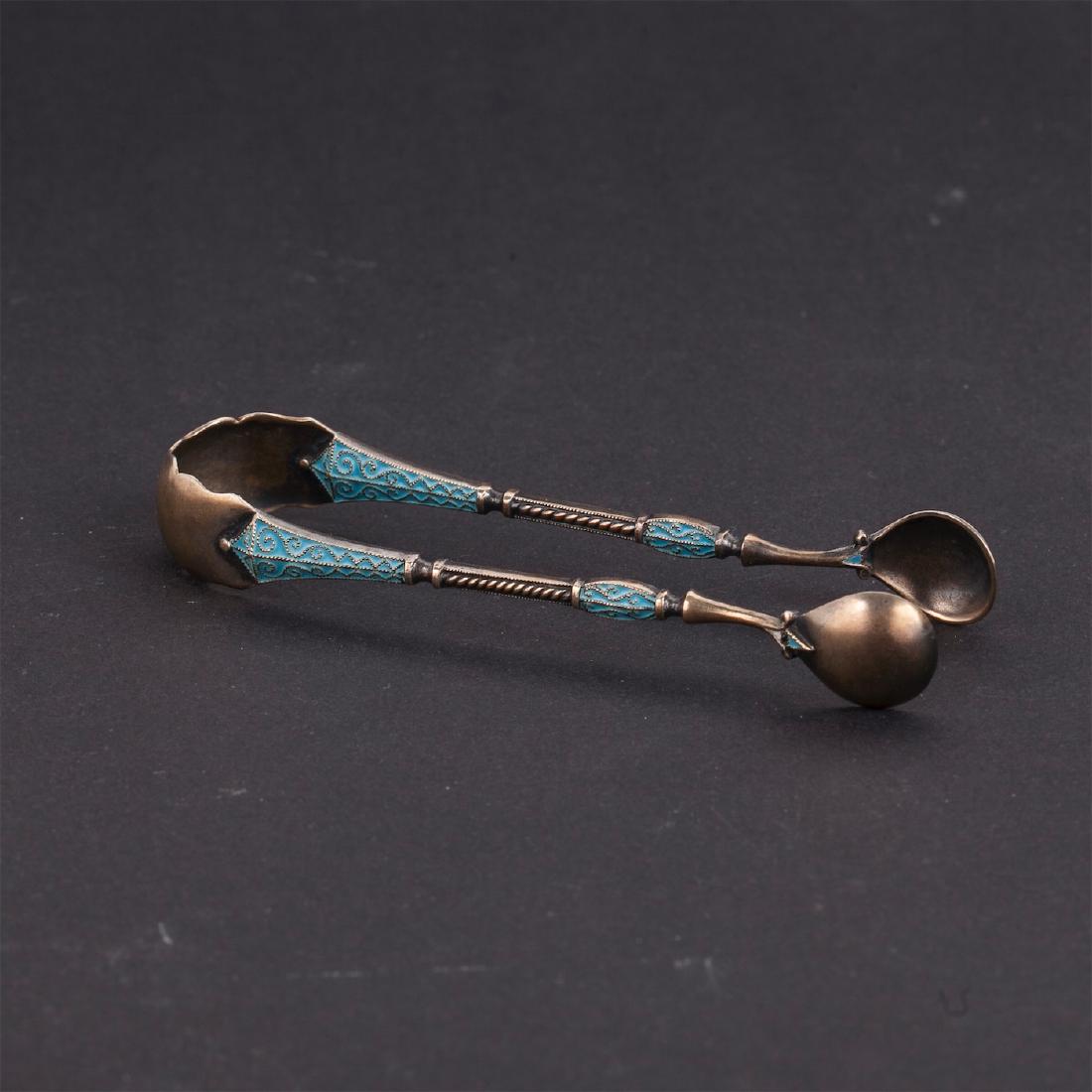 Silver-gilt and cloisonne enamel tea spoons set — image 3