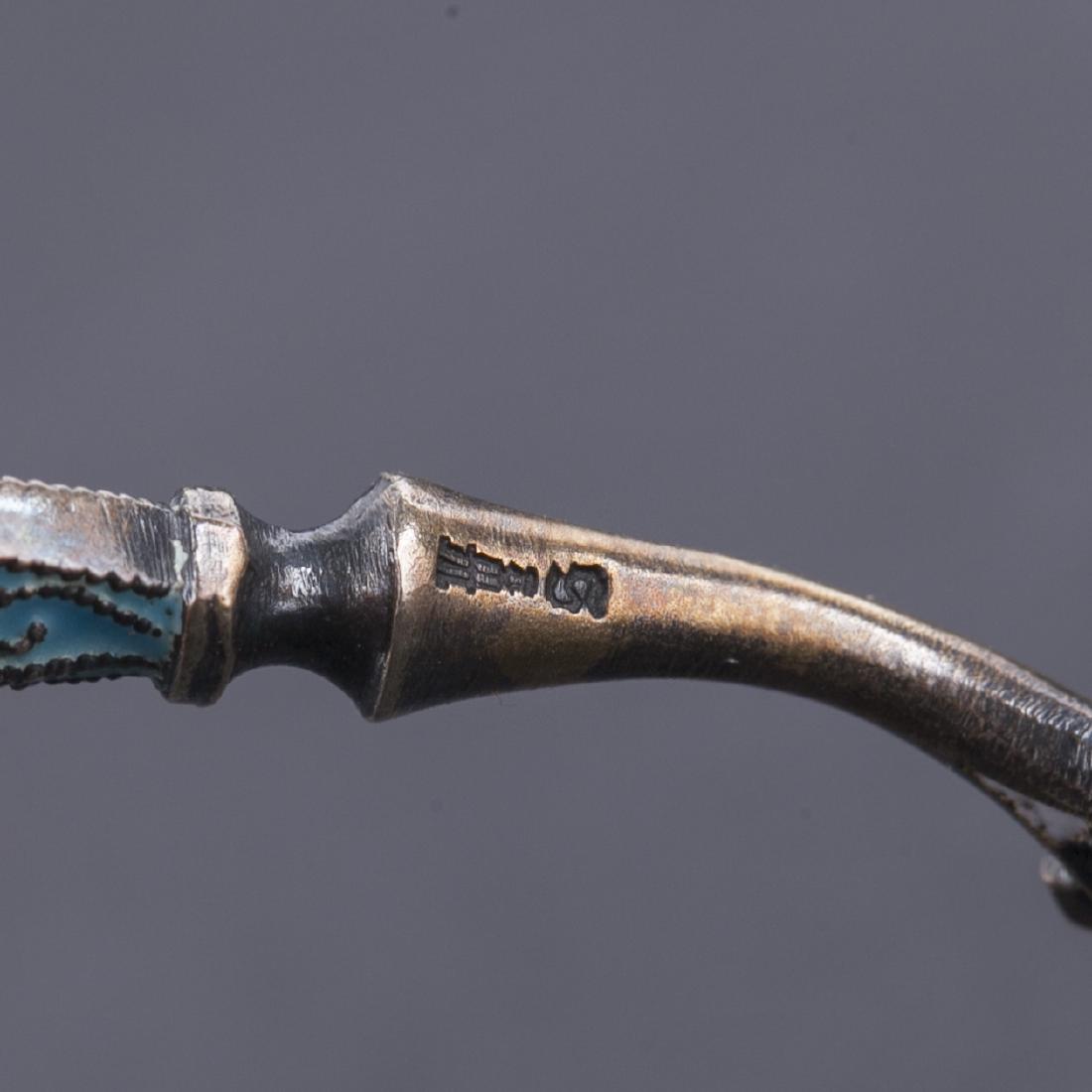 Silver-gilt and cloisonne enamel tea spoons set — image 6